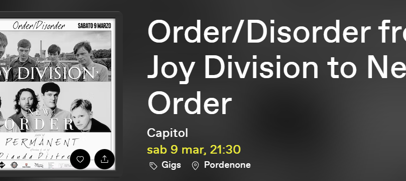 Pordenone: 9 marzo dedicato ai Joy Division e New Order