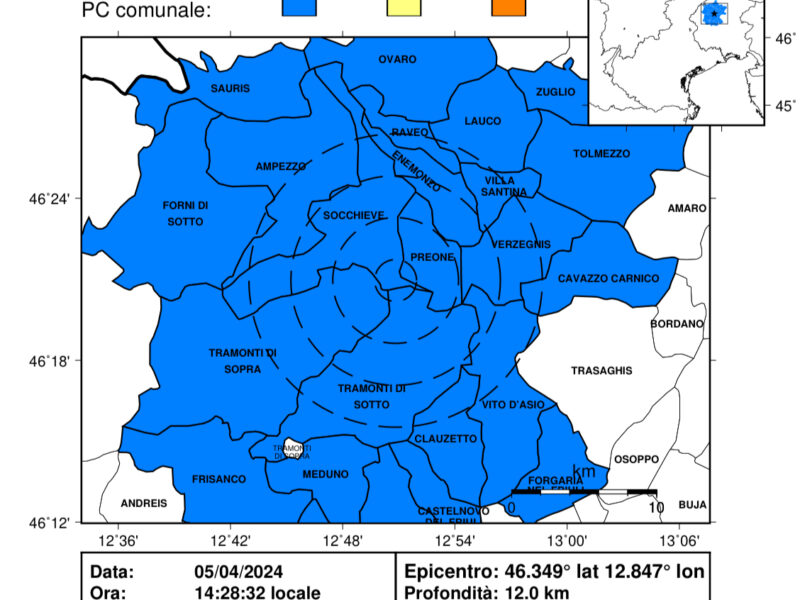 Scossa di terremoto a Preone di magnitudo 3.4