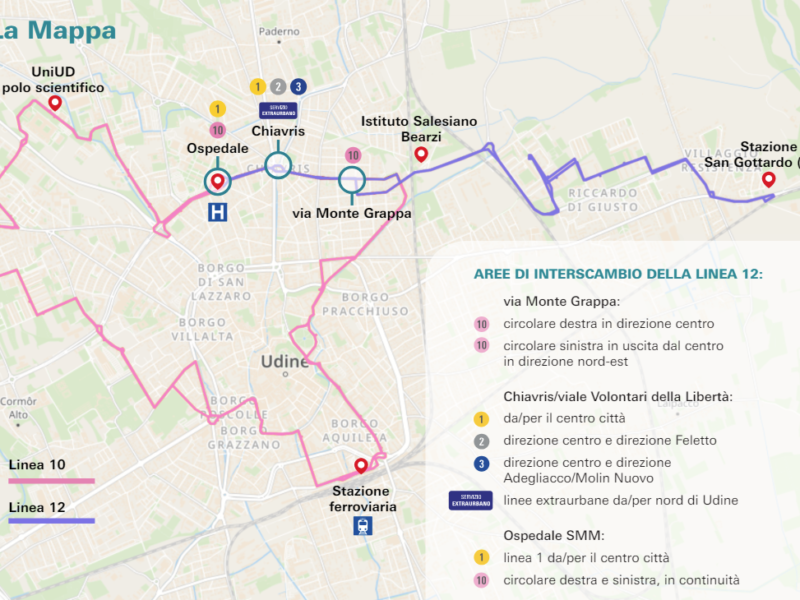 Udine: da lunedì 10 giugno nuova LINEA 12 San Gottardo – Ospedale
