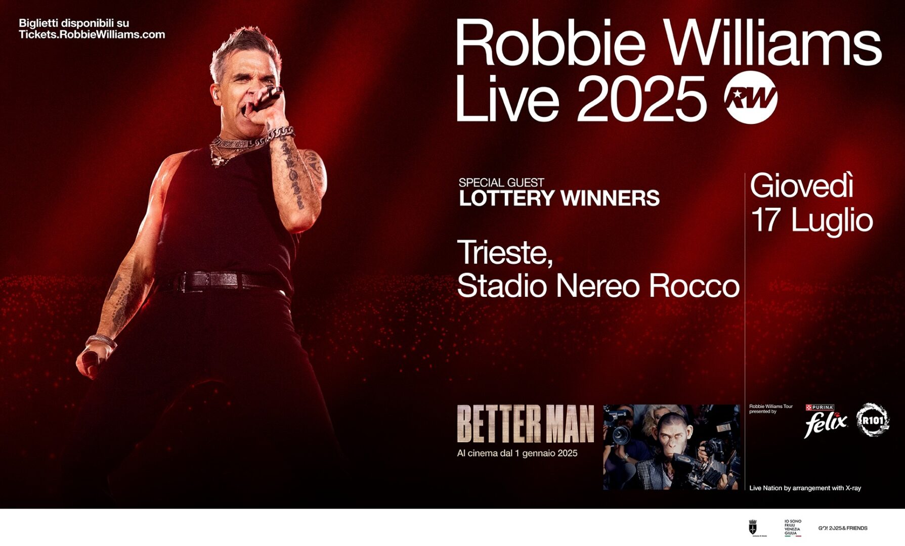 Trieste: Robbie Williams in concerto – 17 luglio 2025