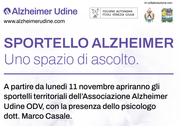 Udine: aprono 3 nuovi sportelli Alzheimer in città