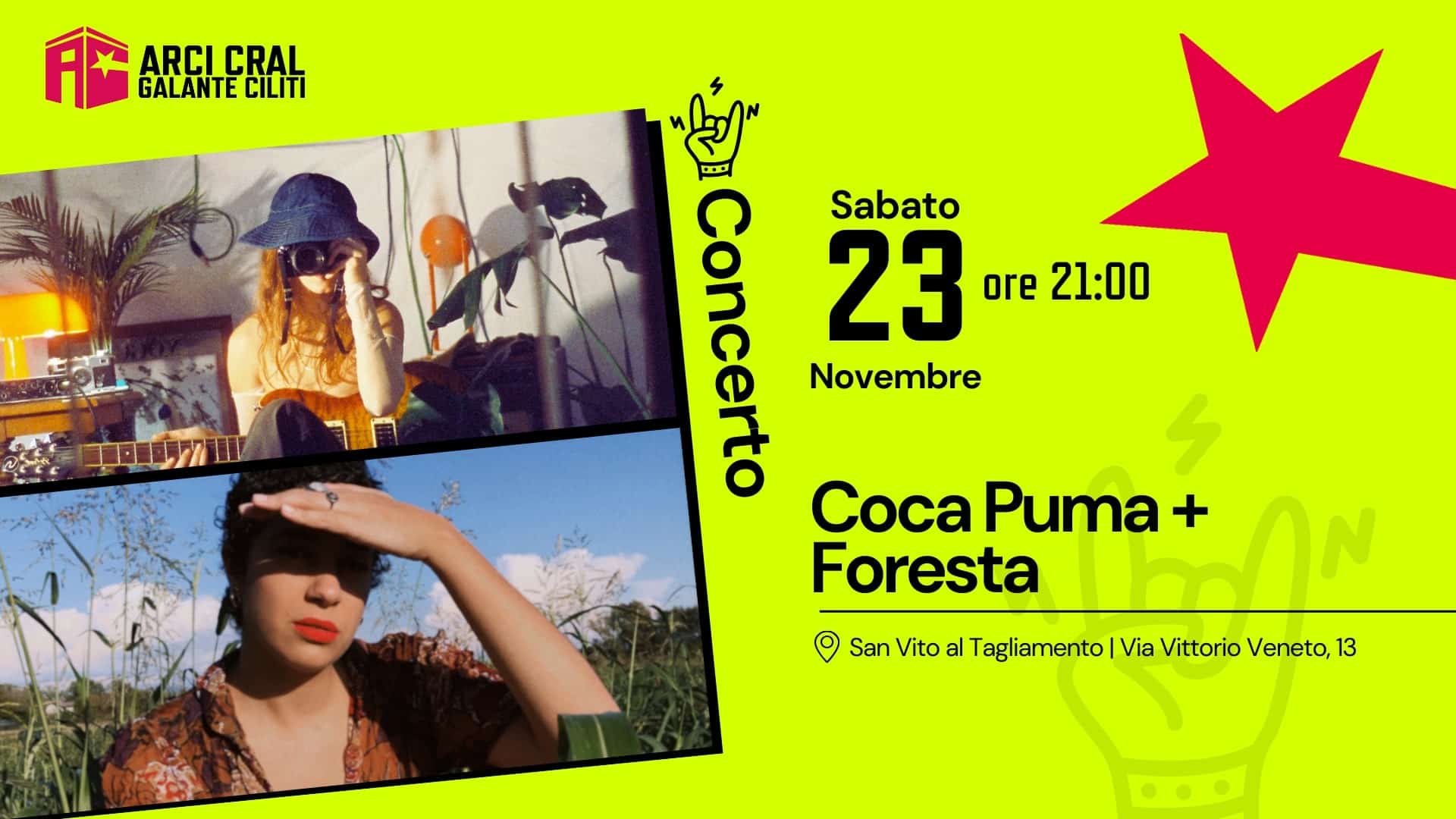 Coca Puma in concerto all’Arci Cral di San Vito al Tagliamento. Sabato 23 novembre