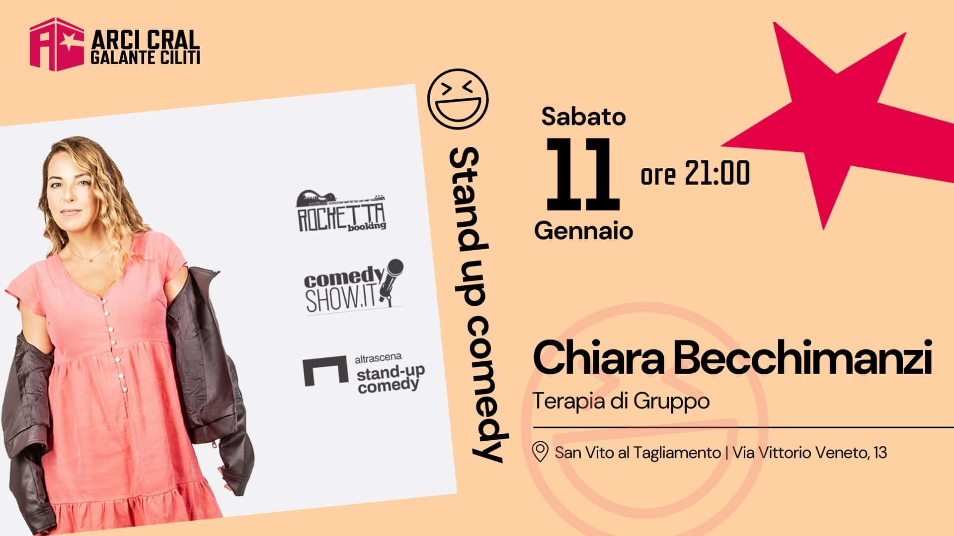 Stand Up Comedy a San Vito al Tagliamento. Sabato 11 gennaio con Chiara Becchimanzi